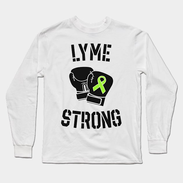 Lyme Disease Strong Fighter Warrior Green Awareness Ribbon Long Sleeve T-Shirt by 14thFloorApparel